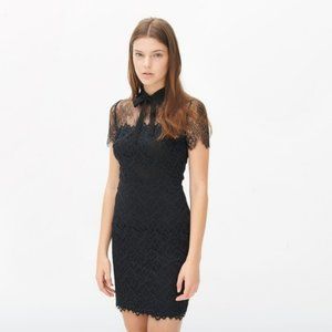 Sandro Black Lace Dress with Collar